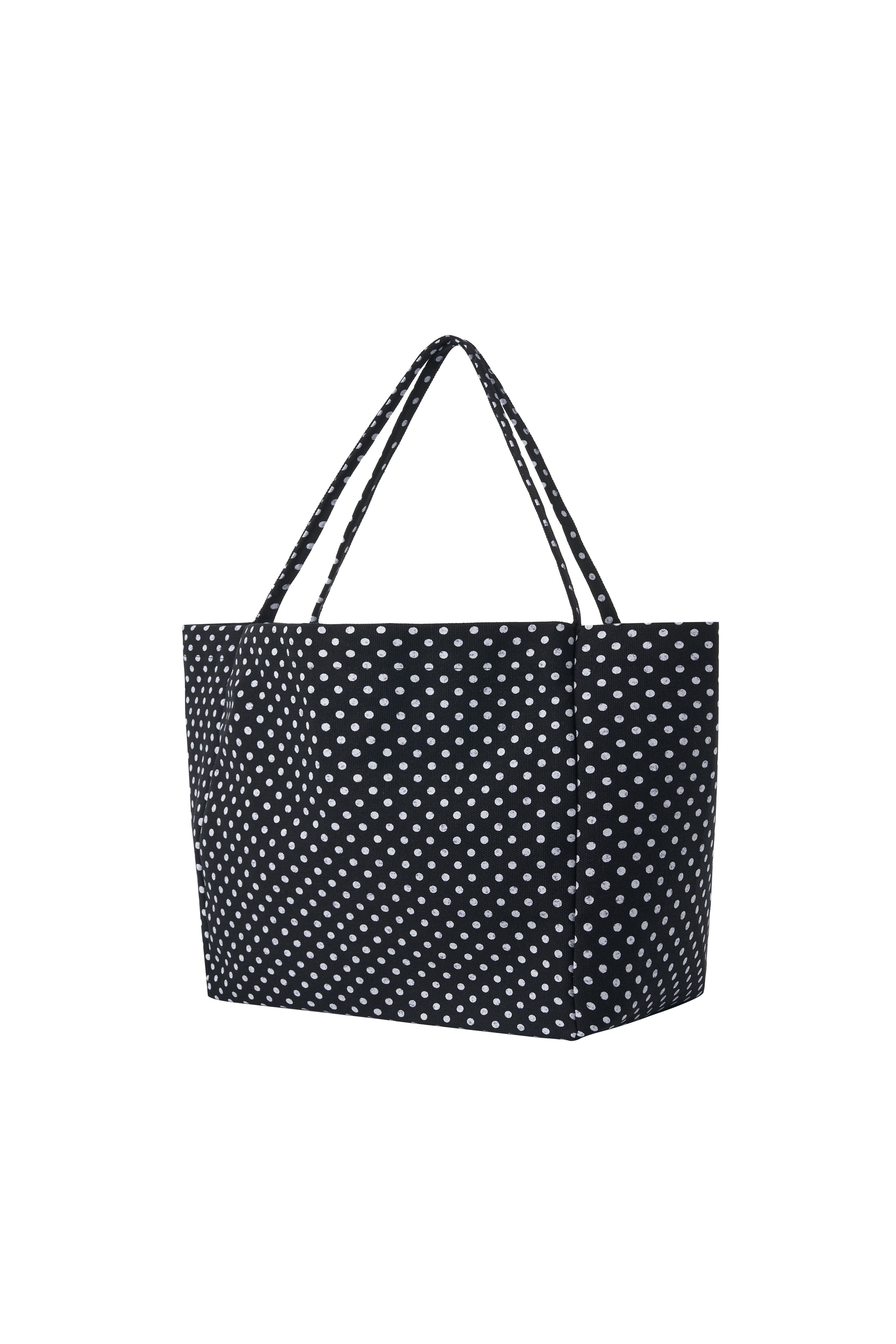 Black and white polka dot tote bag