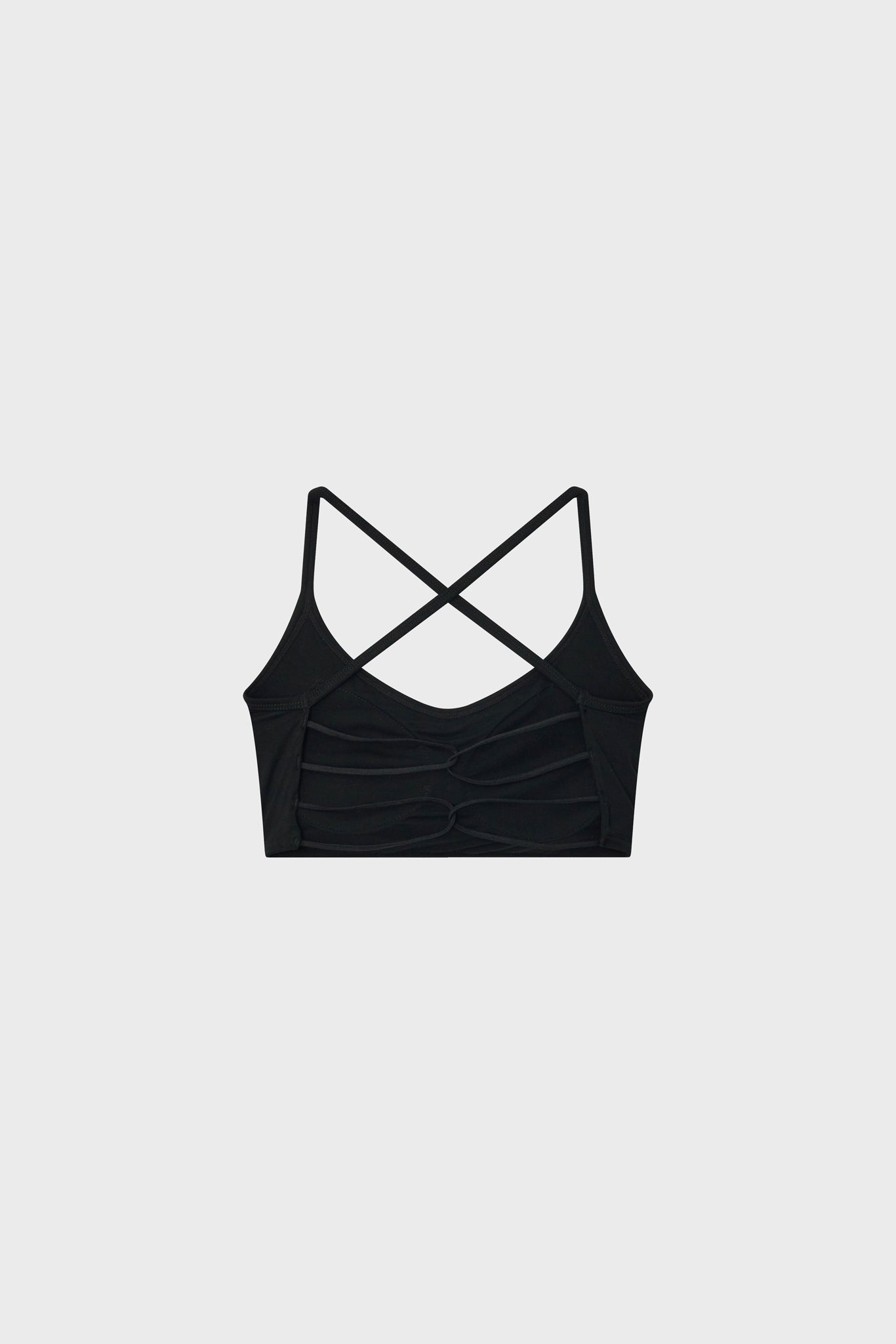 Black strappy back shrunken bralette