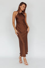 Midsomer Dawn Criss-Cross Back Maxi Dress Chocolate