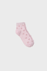 Pink textured pink hearts ankle socks