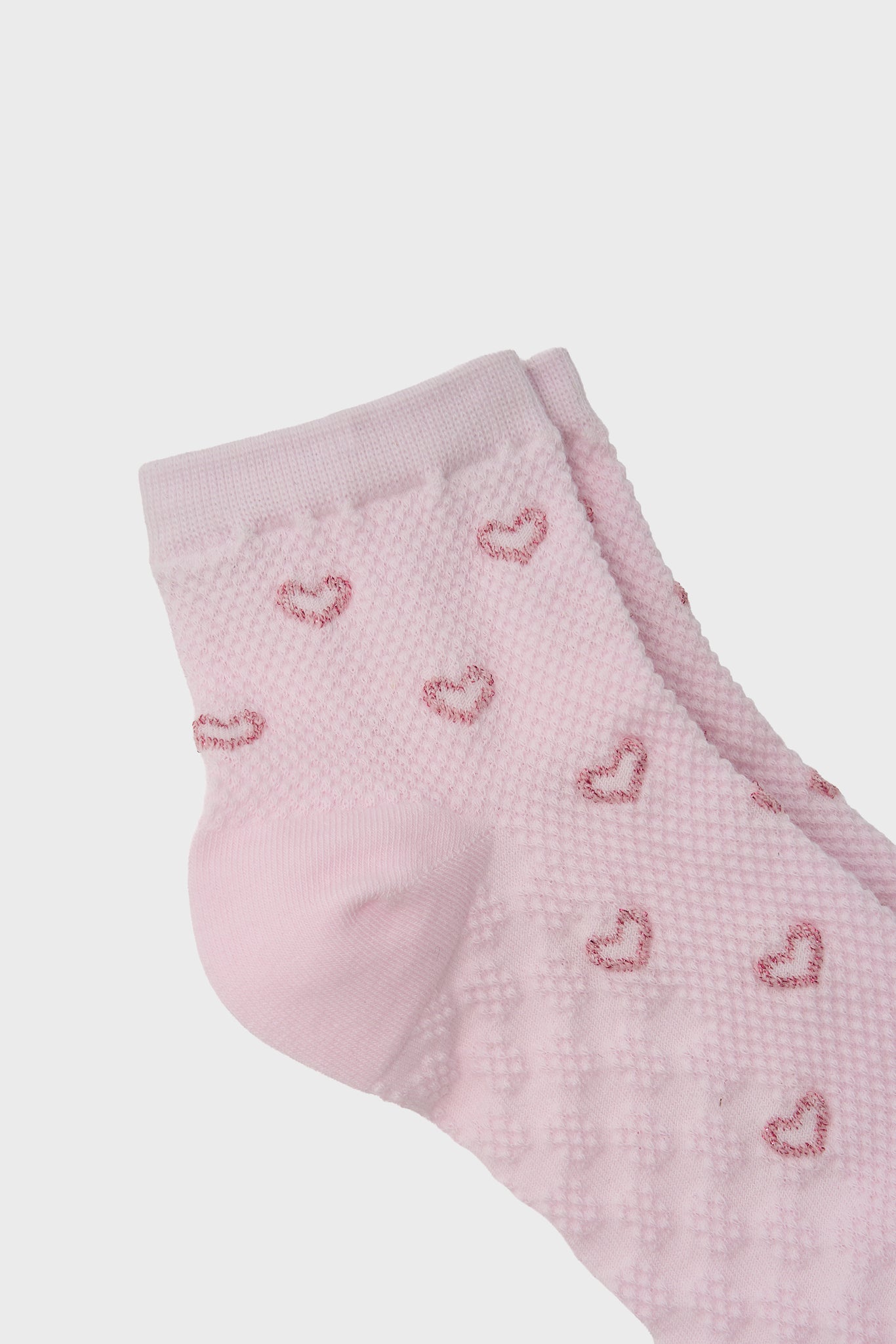 Pink textured pink hearts ankle socks