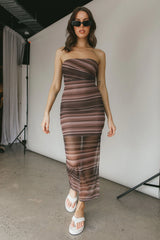 Island Life Strapless Maxi Dress Brown
