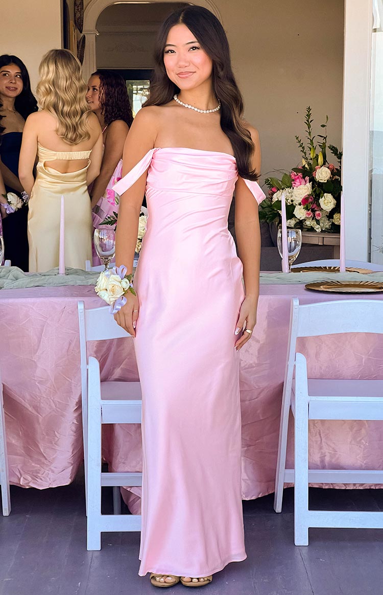 Ella Light Pink Off Shoulder Maxi Dress