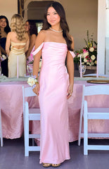 Ella Light Pink Off Shoulder Maxi Dress