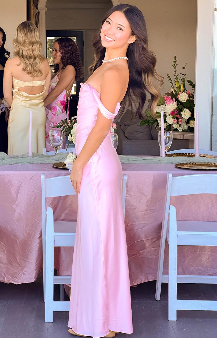 Ella Light Pink Off Shoulder Maxi Dress