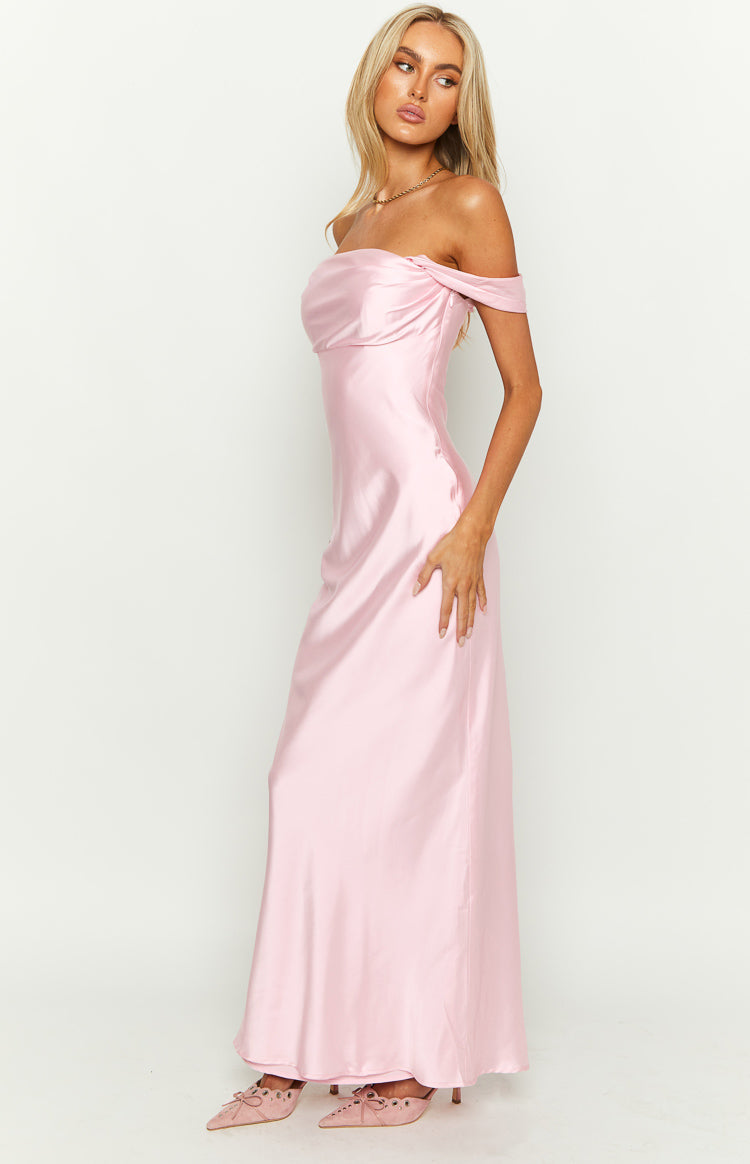 Ella Light Pink Off Shoulder Maxi Dress