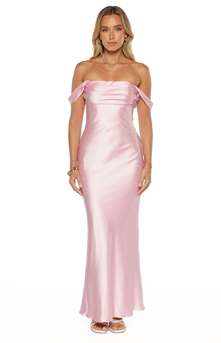 Ella Light Pink Off Shoulder Maxi Dress