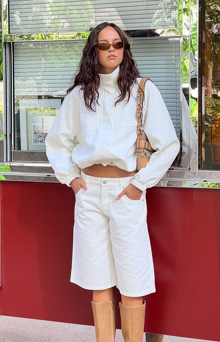 Enya Cream Funnel Neck Sports Jacket