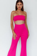 Nohemi Strapless Diamante Jumpsuit Fuchsia