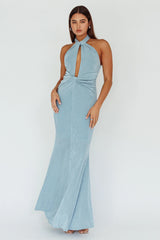 Ileana Twist Bodice Maxi Dress Light Blue