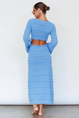 Meredith Long Sleeve Cut-Out Maxi Dress Blue