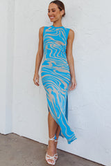 Elsinore Sleeveless Knit Maxi Dress Blue
