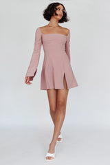 Kieran Long Sleeve A-Line Mini Dress Blush