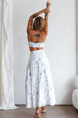 Bondi Waist Tie Maxi Skirt Printed White