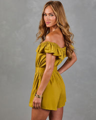 Palm Reverie Cotton Belted Romper