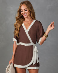 Ivy Courtyard Contrast Trim Wrap Tie Romper