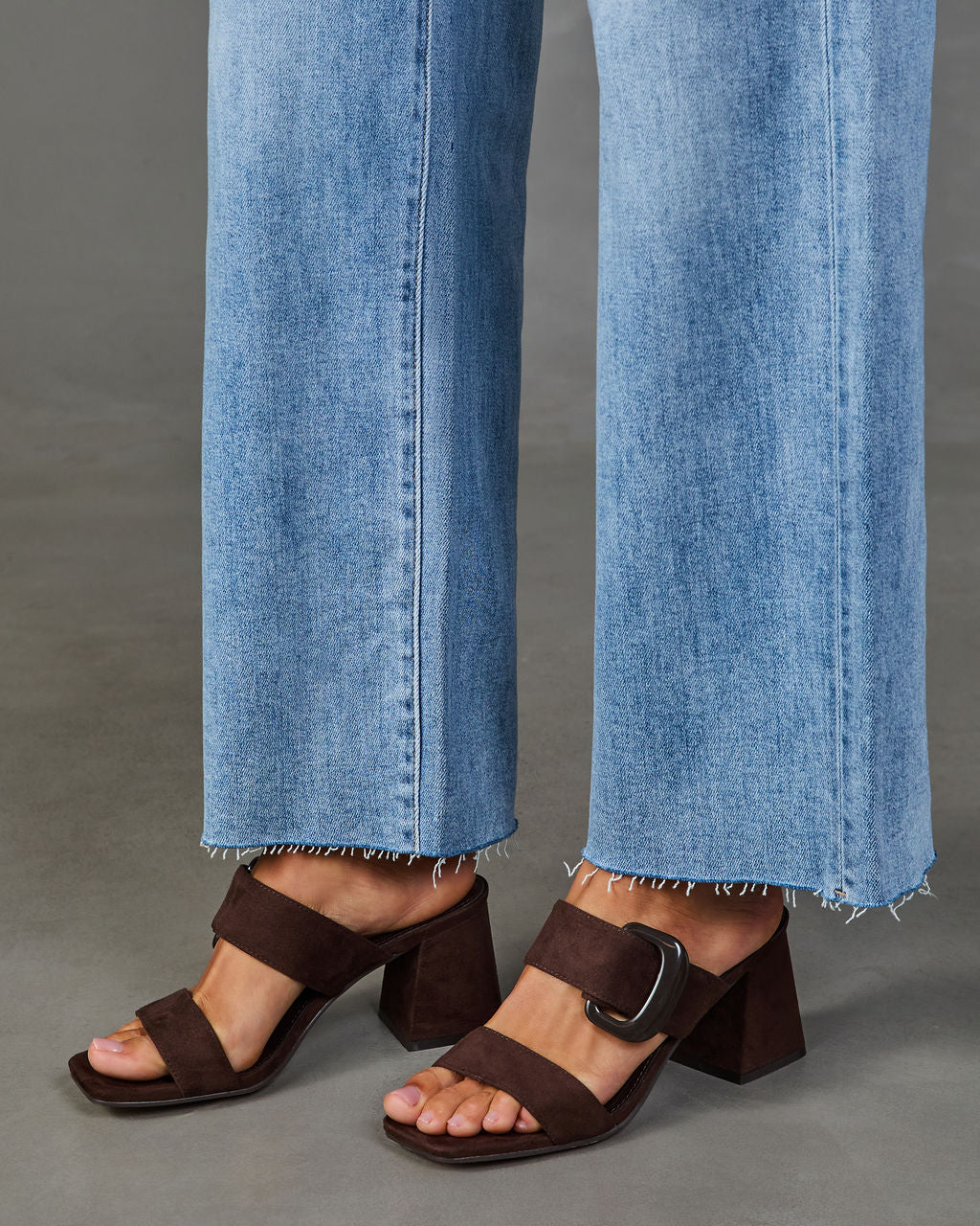 Juliana Faux Suede Block Heel Mules