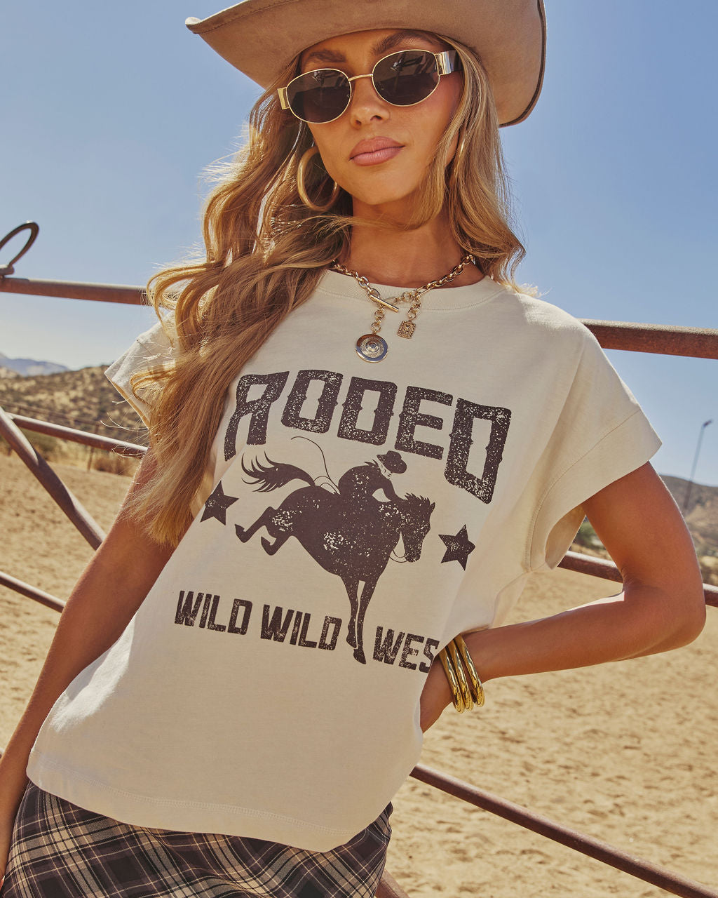 Wild Wild West Rodeo Cotton Graphic Short Sleeve Tee