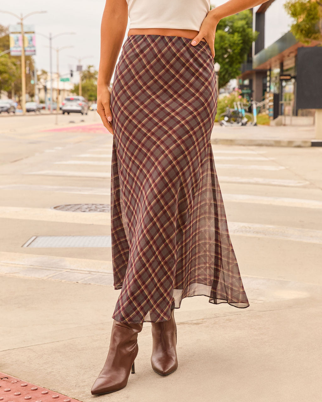 Fall Classic Plaid Maxi Skirt