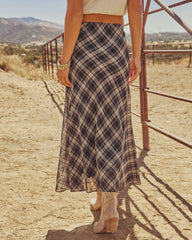 Here Again Plaid Midi Skirt