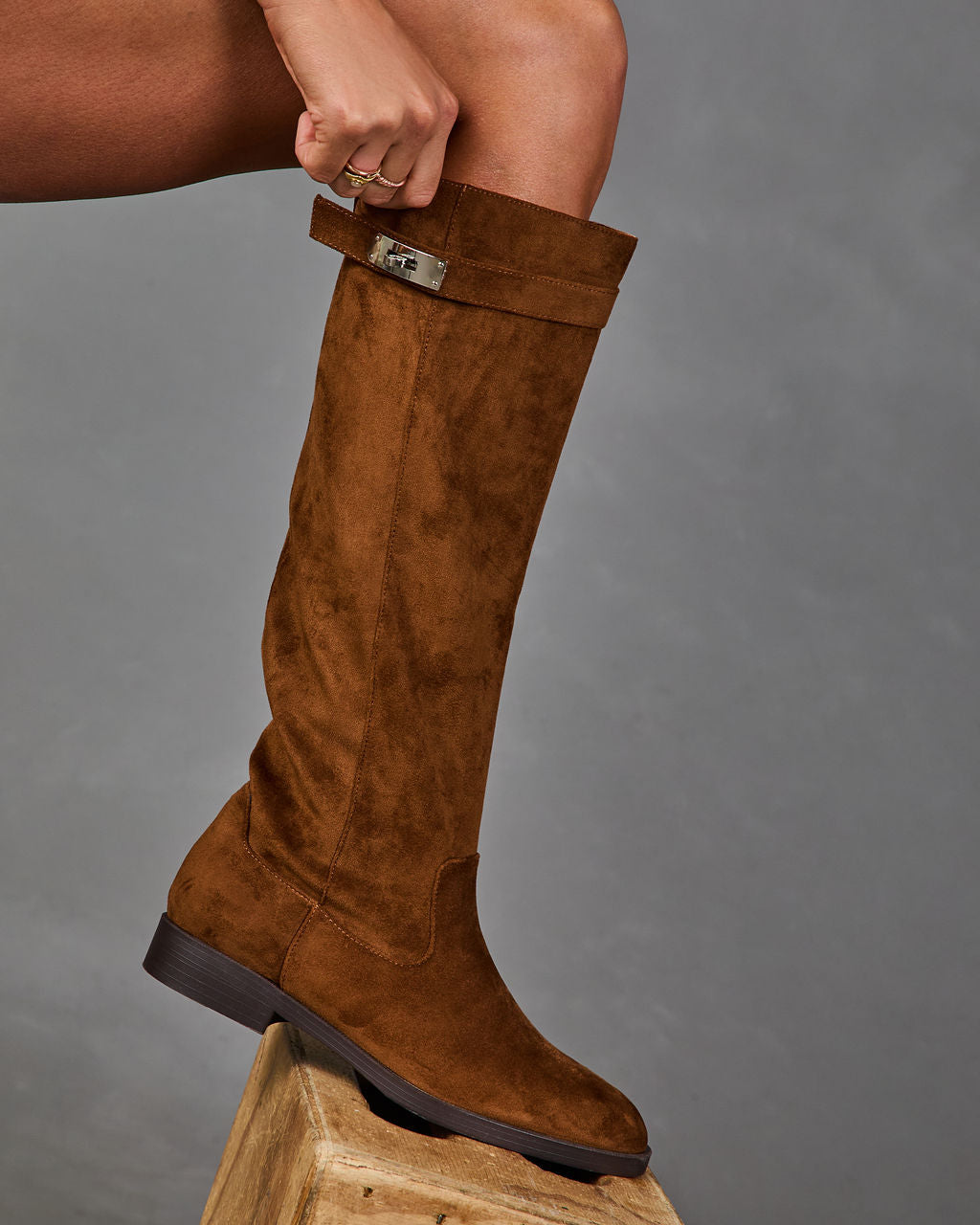 Chic Fix Faux Suede Buckle Boots