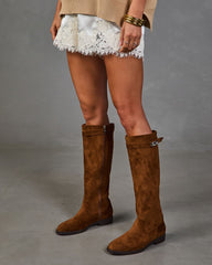 Chic Fix Faux Suede Buckle Boots