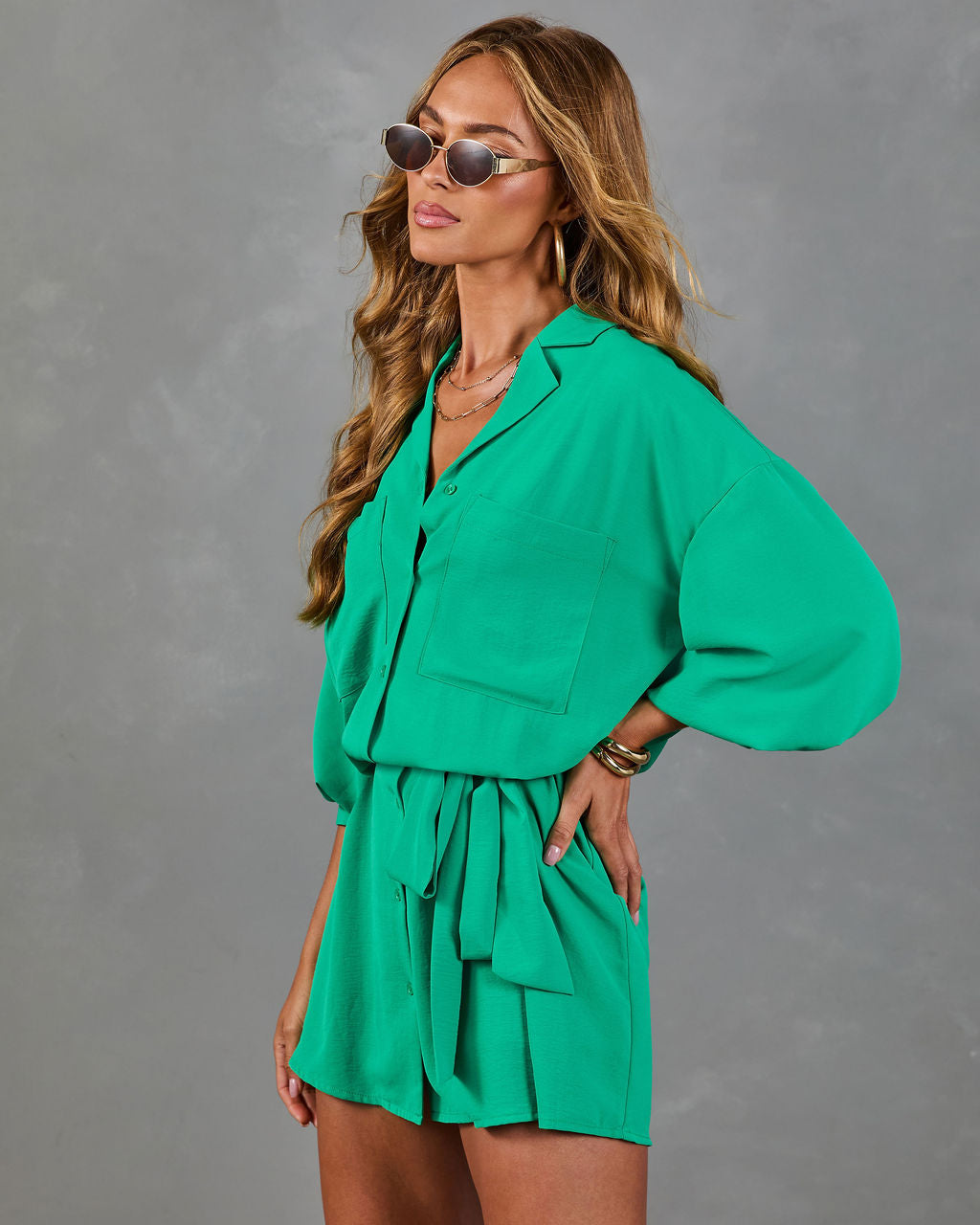 Summer Memoir Waist Tie Mini Shirt Dress