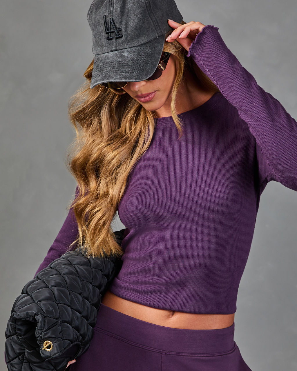 Morisette Waffle Knit Long Sleeve Top