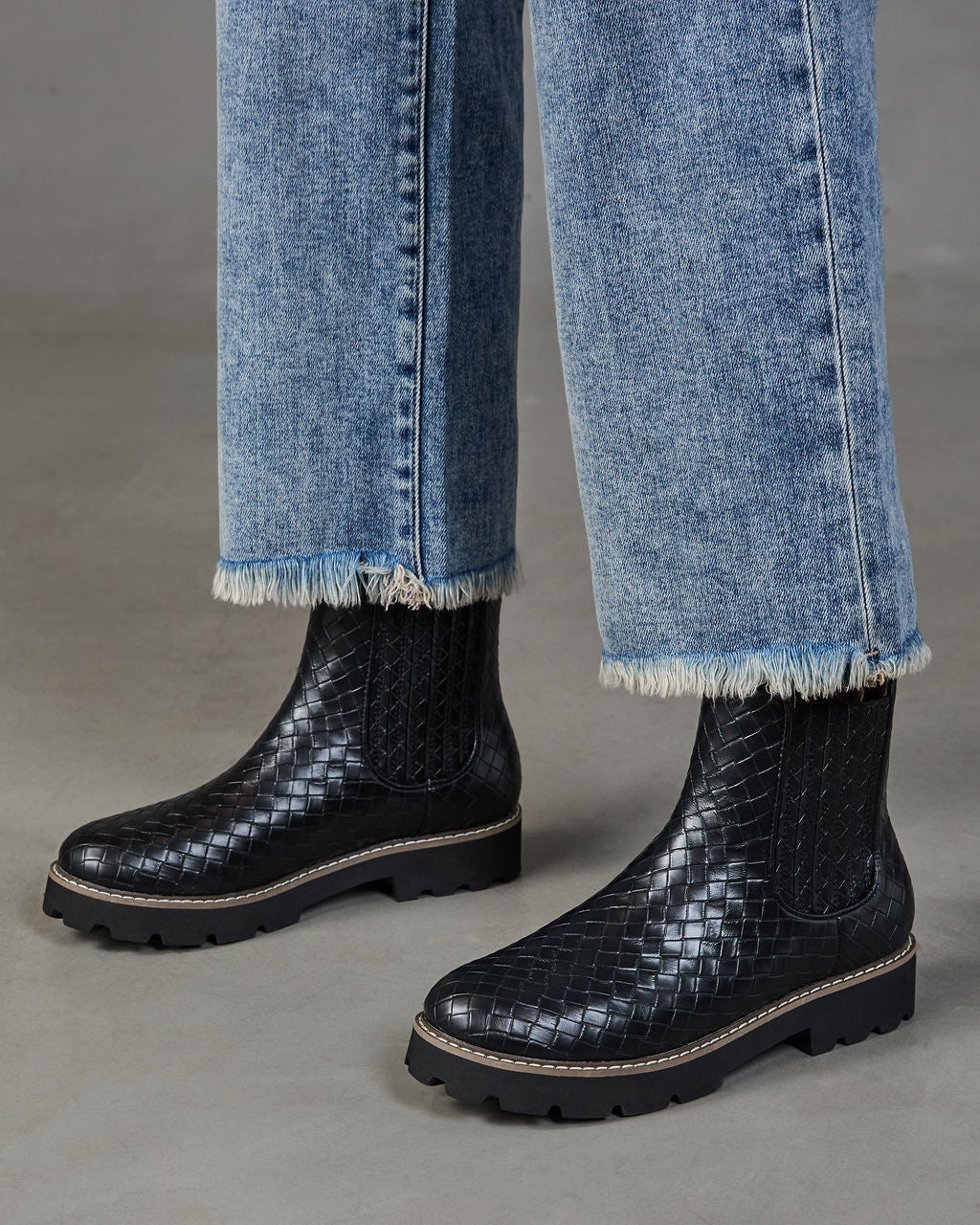 Kieran Woven Faux Leather Chelsea Boots