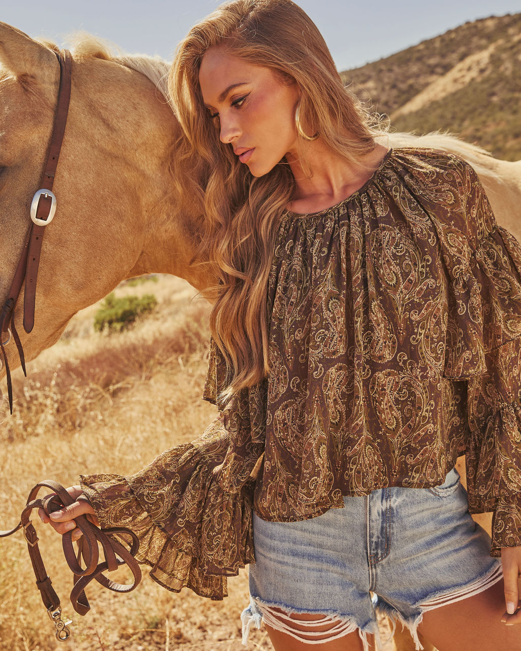 Saison Ruffle Paisley Blouse