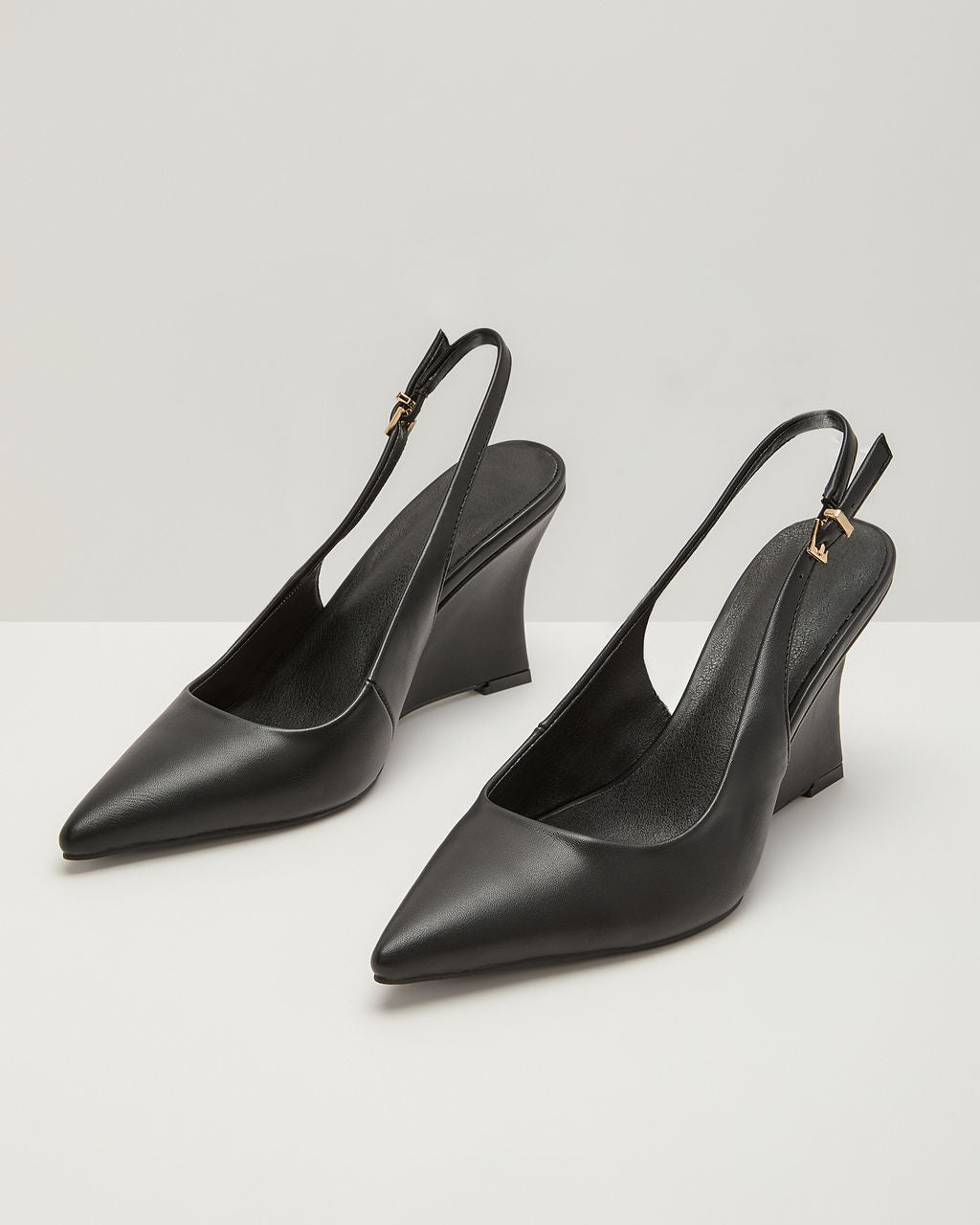 Jessy Vegan Leather Slingback Wedge Heel