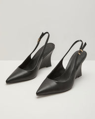 Jessy Vegan Leather Slingback Wedge Heel