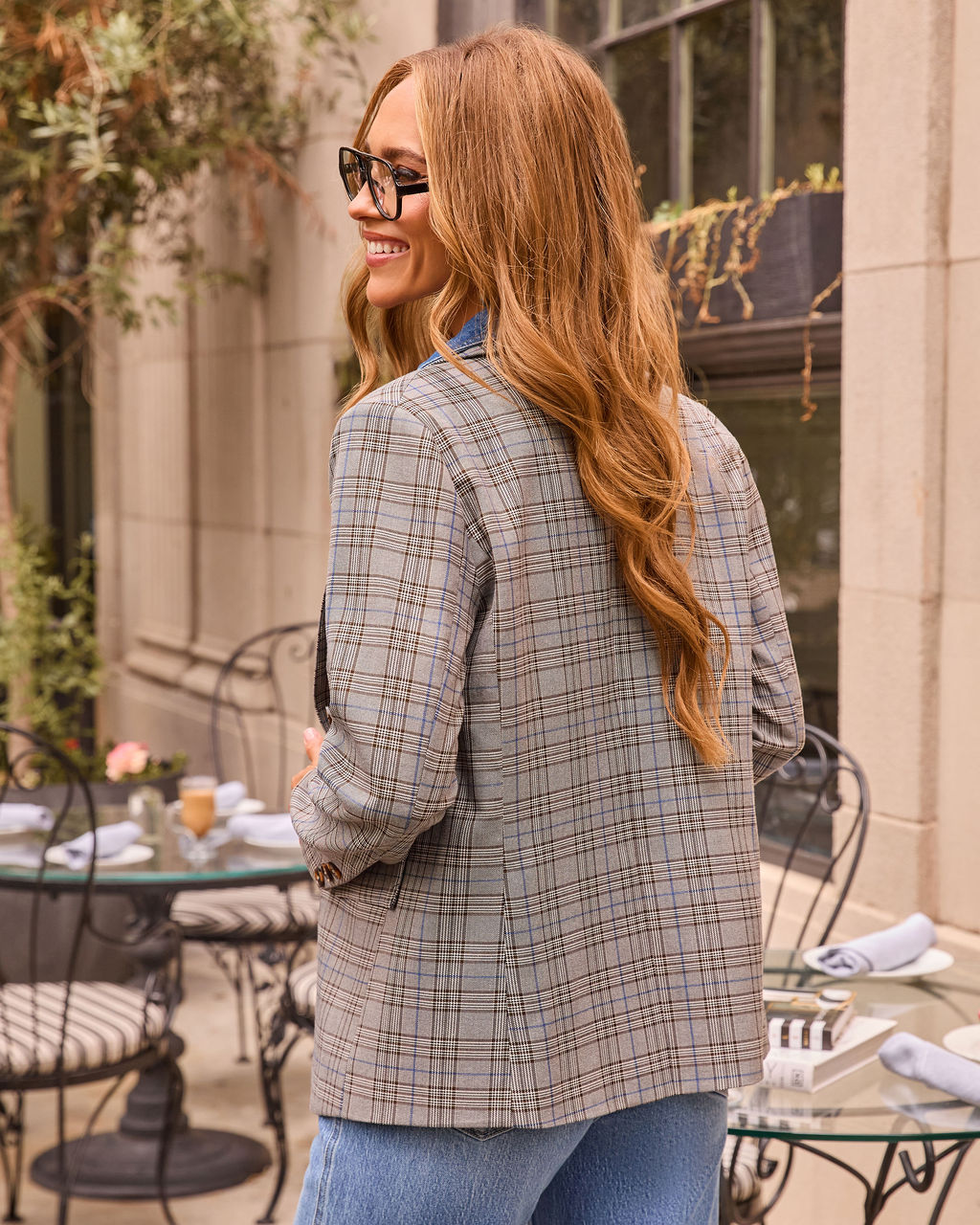 Fall Muse Convertible Plaid Double Breasted Blazer