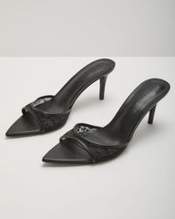 Bobbi Lace Peep Toe Mules