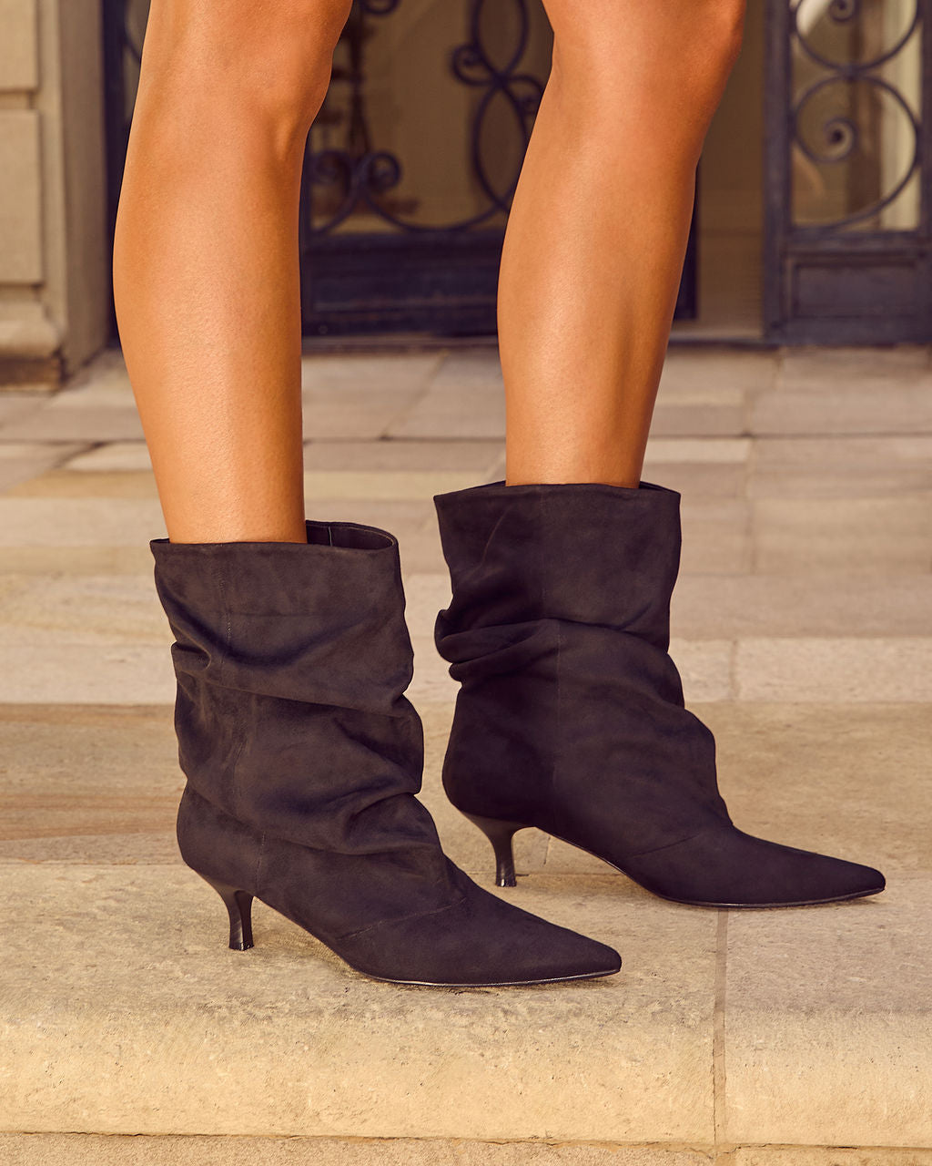 Kiarah Scrunch Faux Suede Booties