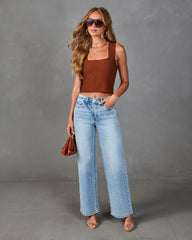 Malenah Ribbed Knit Crop Tank Top