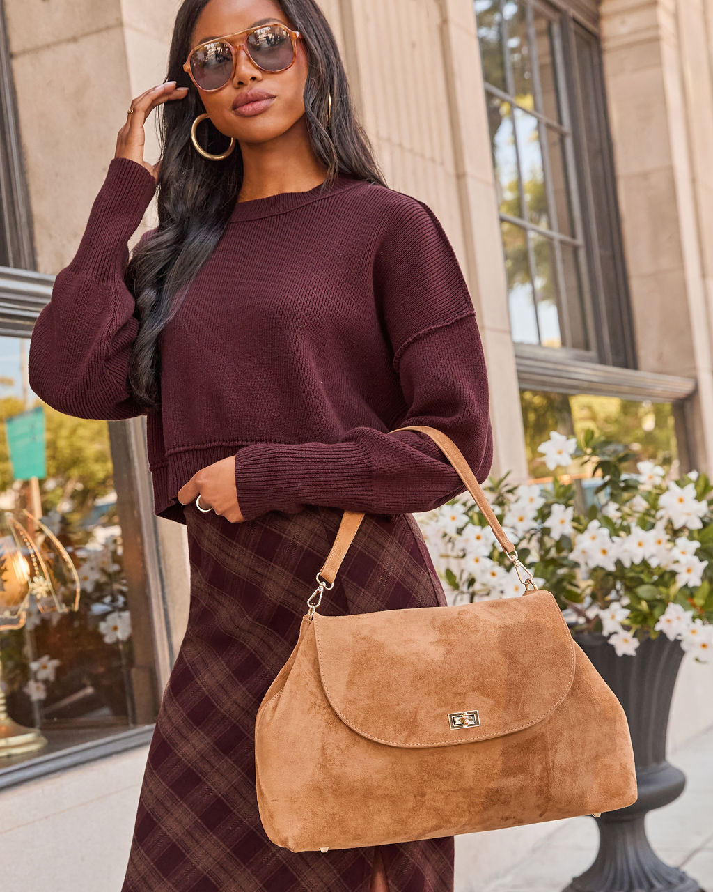 Janice Faux Suede Shoulder Bag