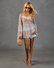 Sundown Bloom Floral Colorblock Top