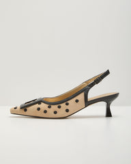 Paris Calling Polka Dot Slingback Kitten Heel