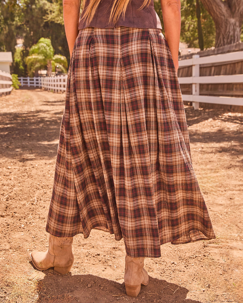Adela Cotton Plaid Maxi Skirt