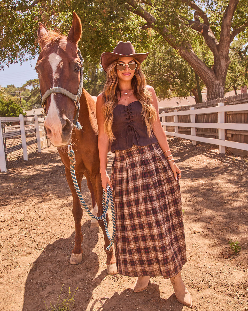 Adela Cotton Plaid Maxi Skirt