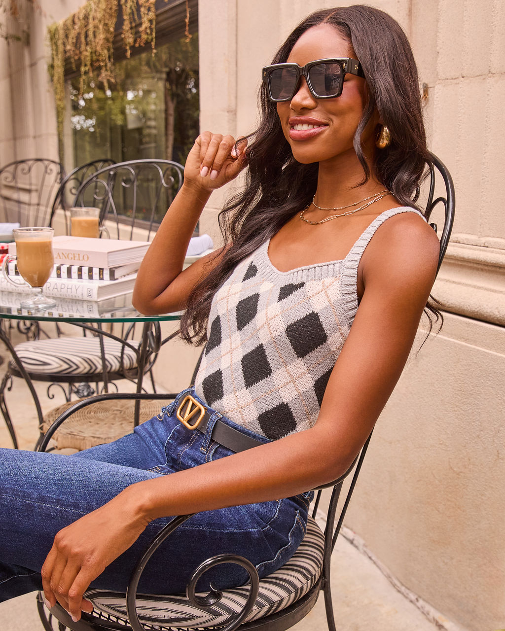 Cool Weather Knit Argyle Cami