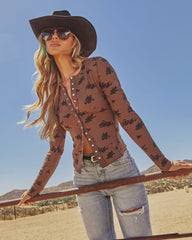 Fading Bloom Waffle Floral Knit Top