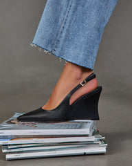 Jessy Vegan Leather Slingback Wedge Heel