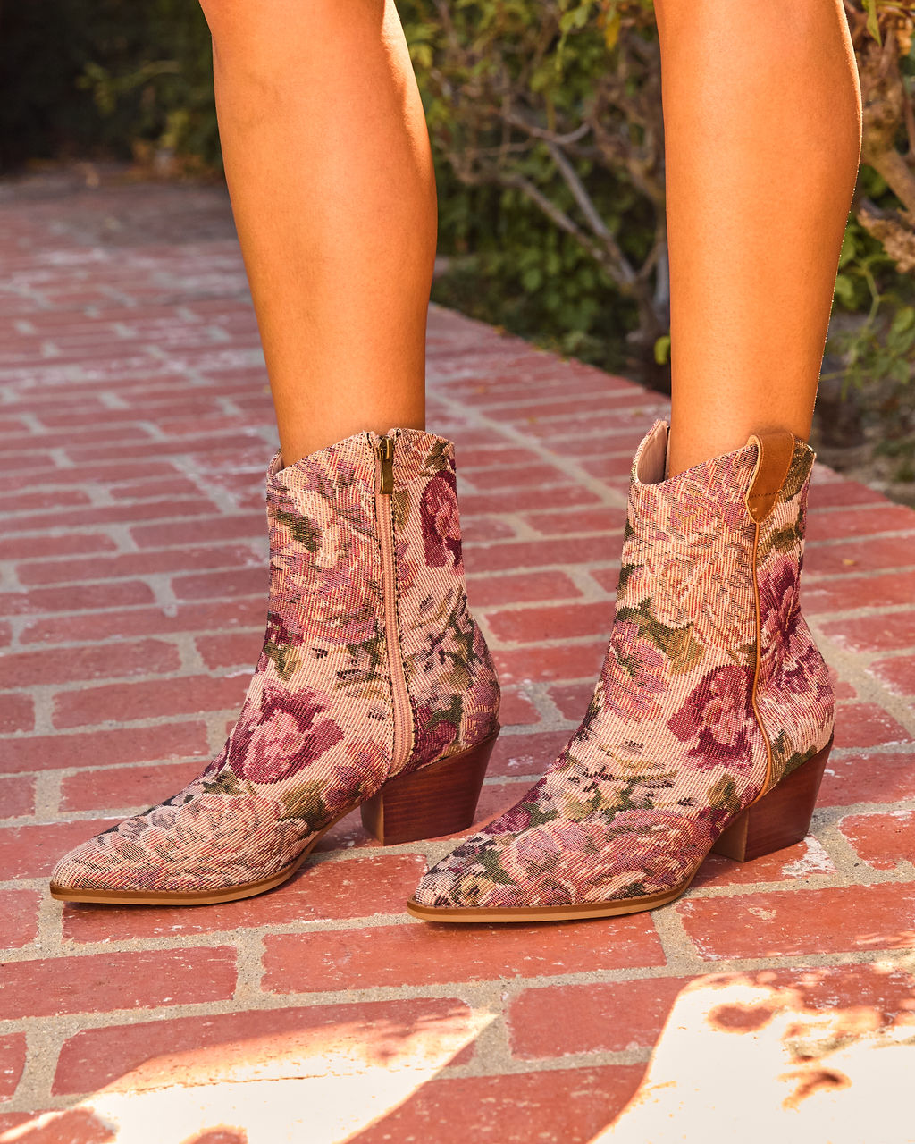 Lasting Beauty Floral Tapestry Booties