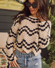 Endless Vaycay Striped Cropped Crochet Sweater