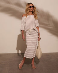 Mellow Mood Knit Drawstring Midi Skirt