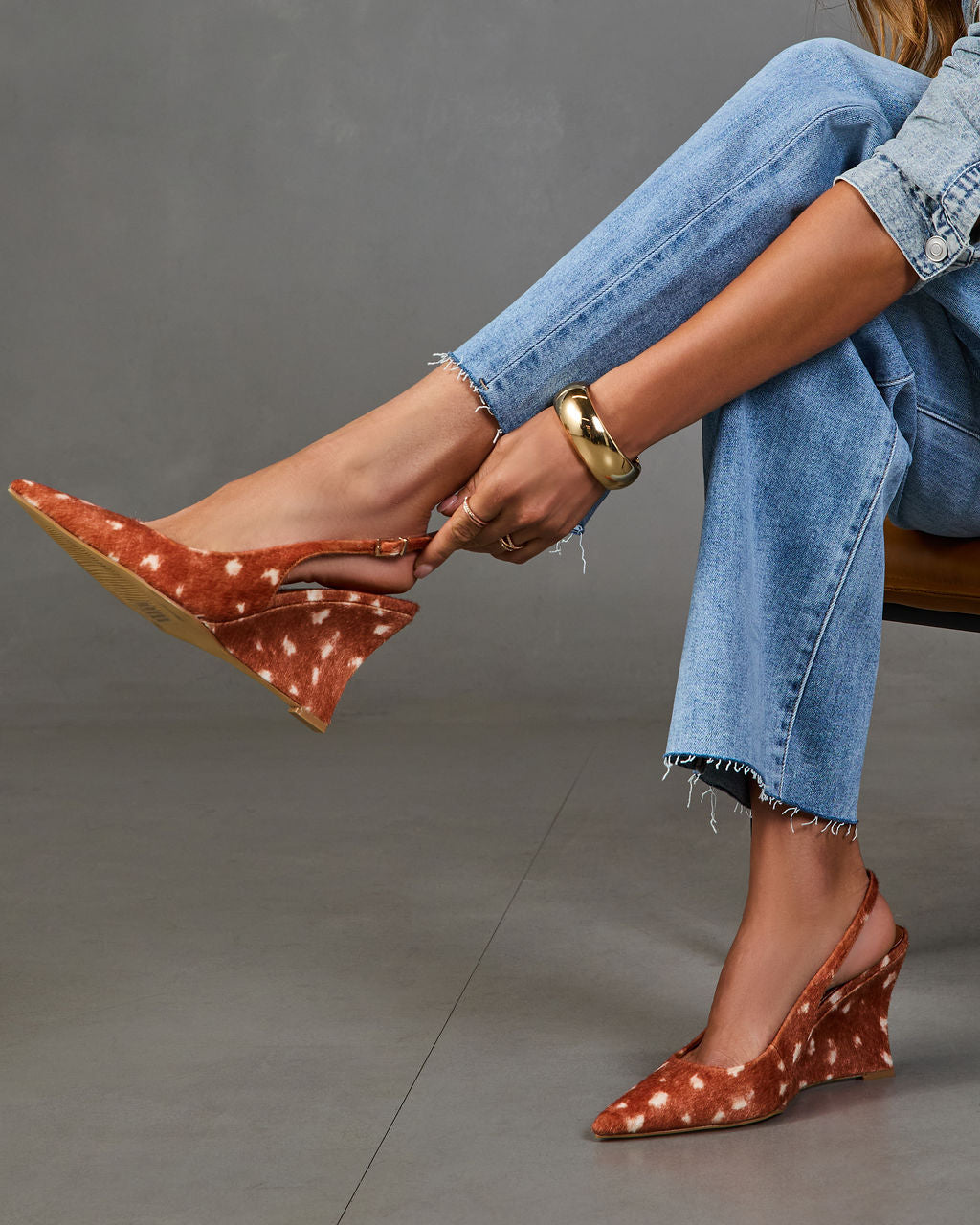 Jessy Doe Print Slingback Wedge Heel