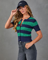 Campus Club Striped Cable Knit Top