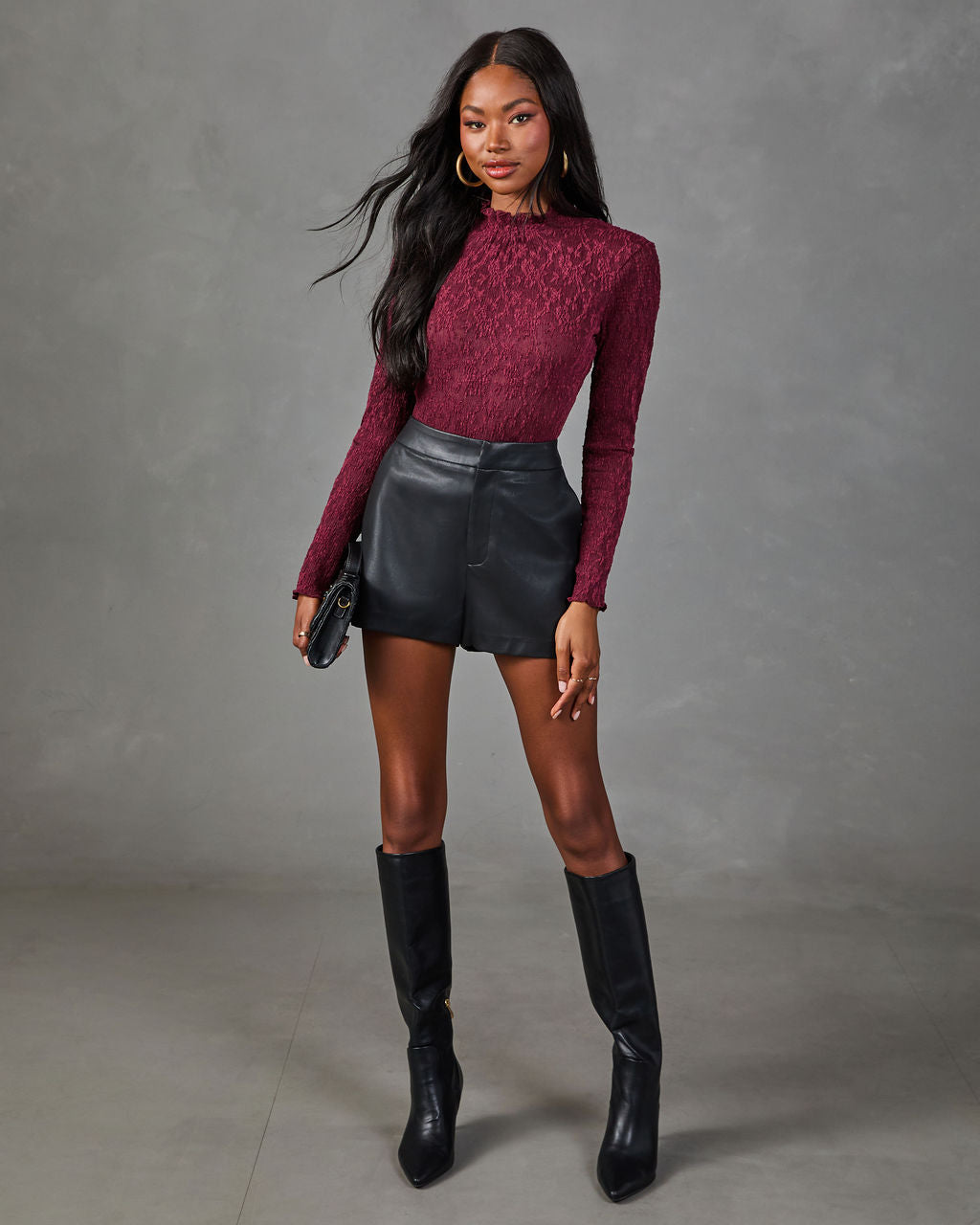 Charming Muse Lace Mock Neck Top